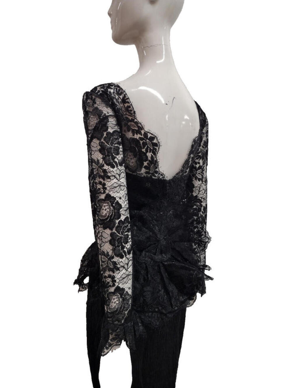 Vintage 80s Black Lace Cocktail Dress Mignon Evening Wear High Society Size 4/S